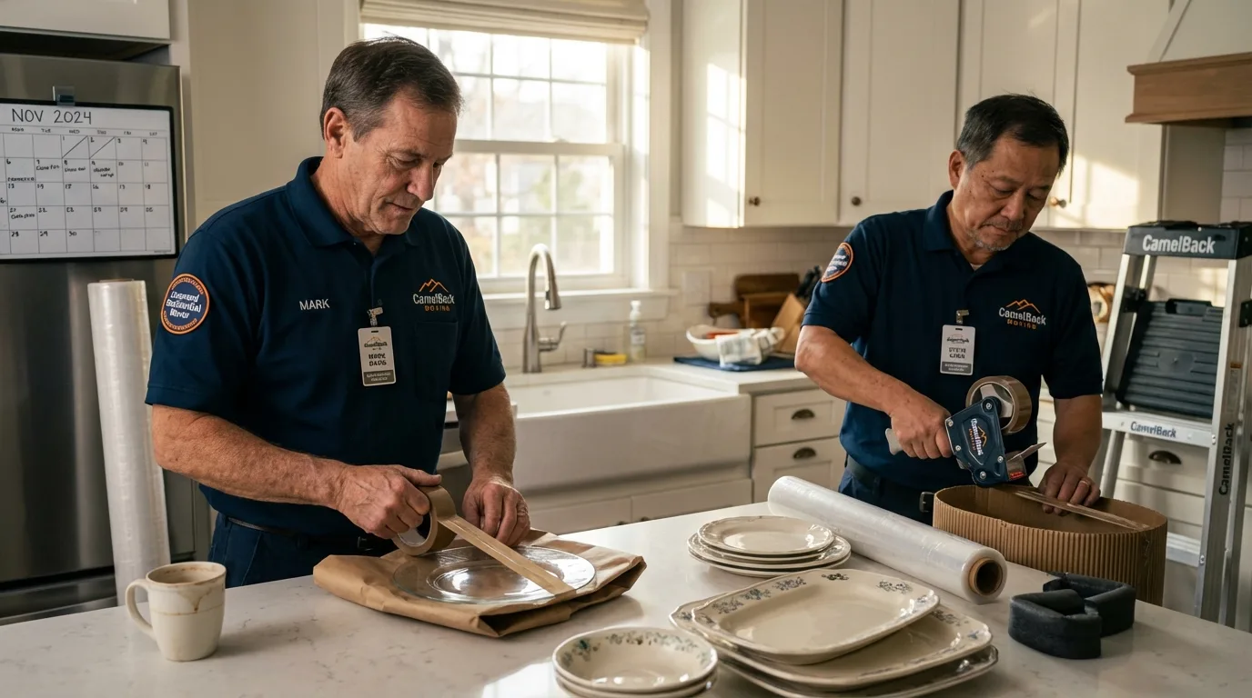 Professional crew packing kitchen dishware in Spring Creek, NV